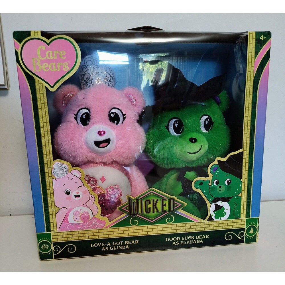 Wicked X Care Bears set of 2 | Love-a-Lot Glinda & Good Luck Elphaba | In Hand